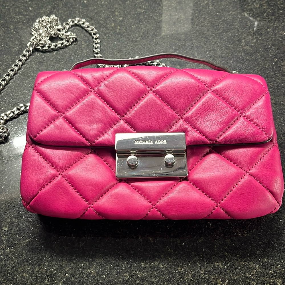 HOT PINK MK QUILTED PINK BAG XBODY